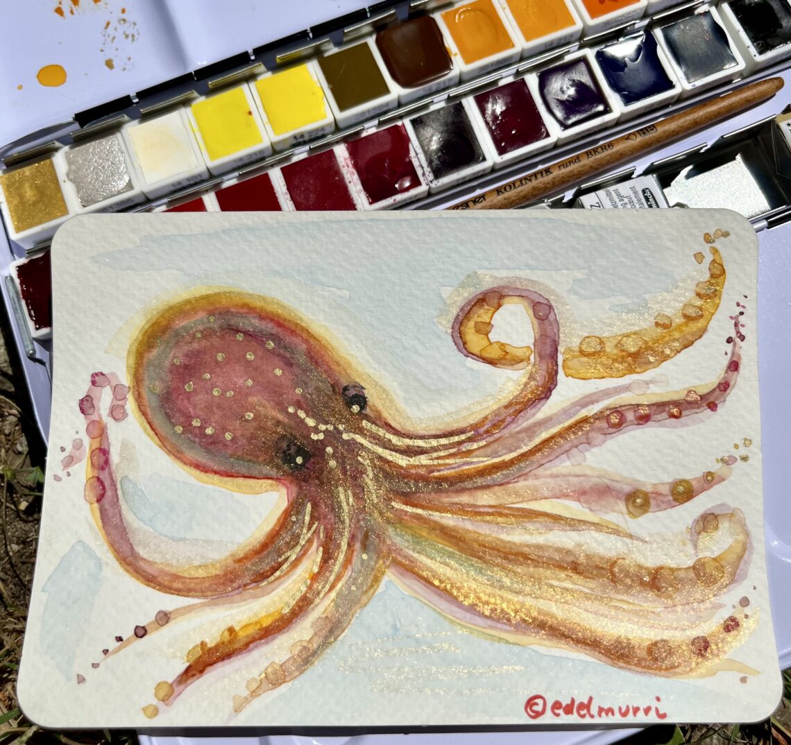 Krafttier Oktopus, gemalt von Claudia Edelmayer-Murri