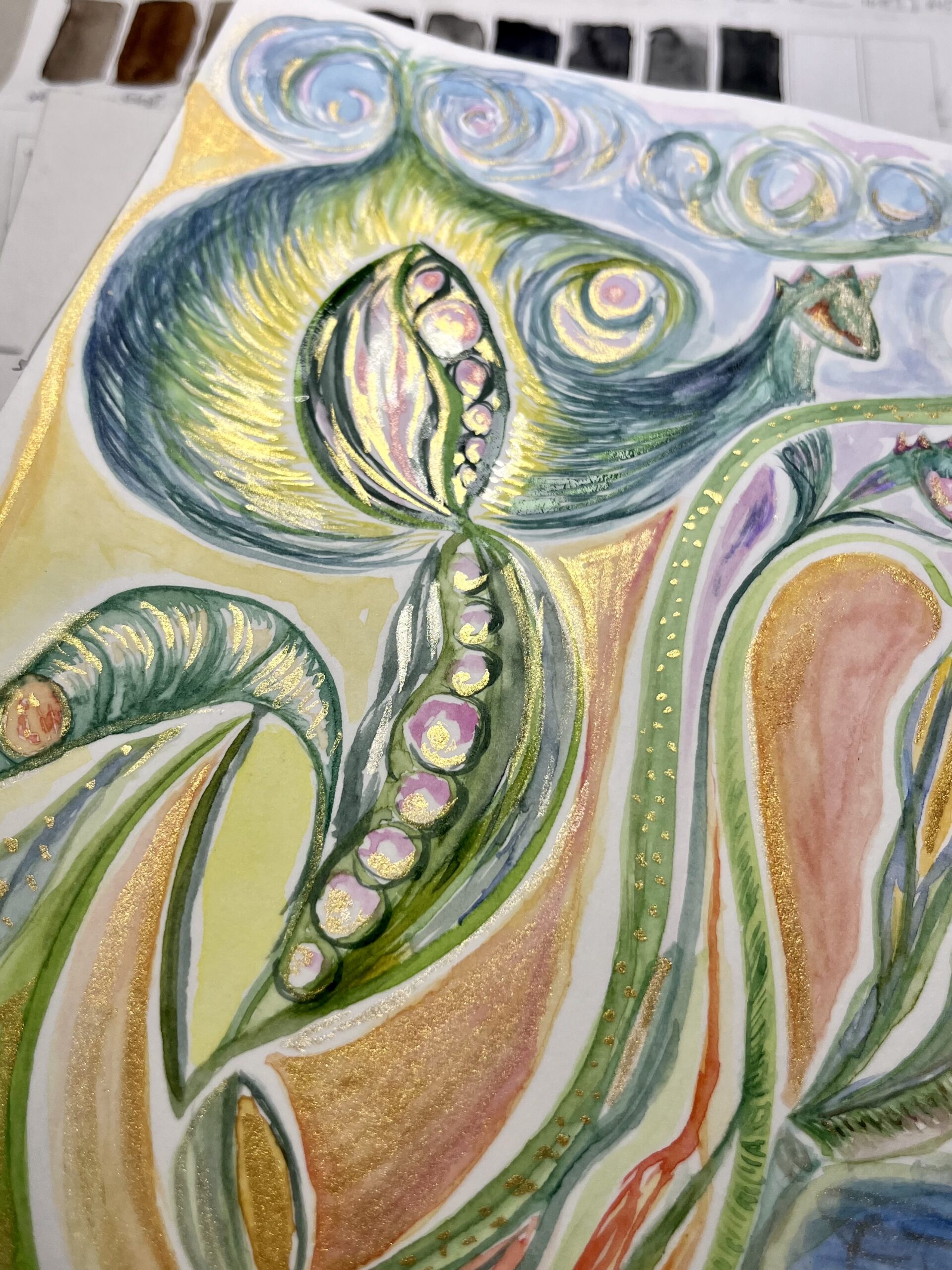 Aquarell-Die-Perlentaucherin-Claudia-Edelmayer-Murri