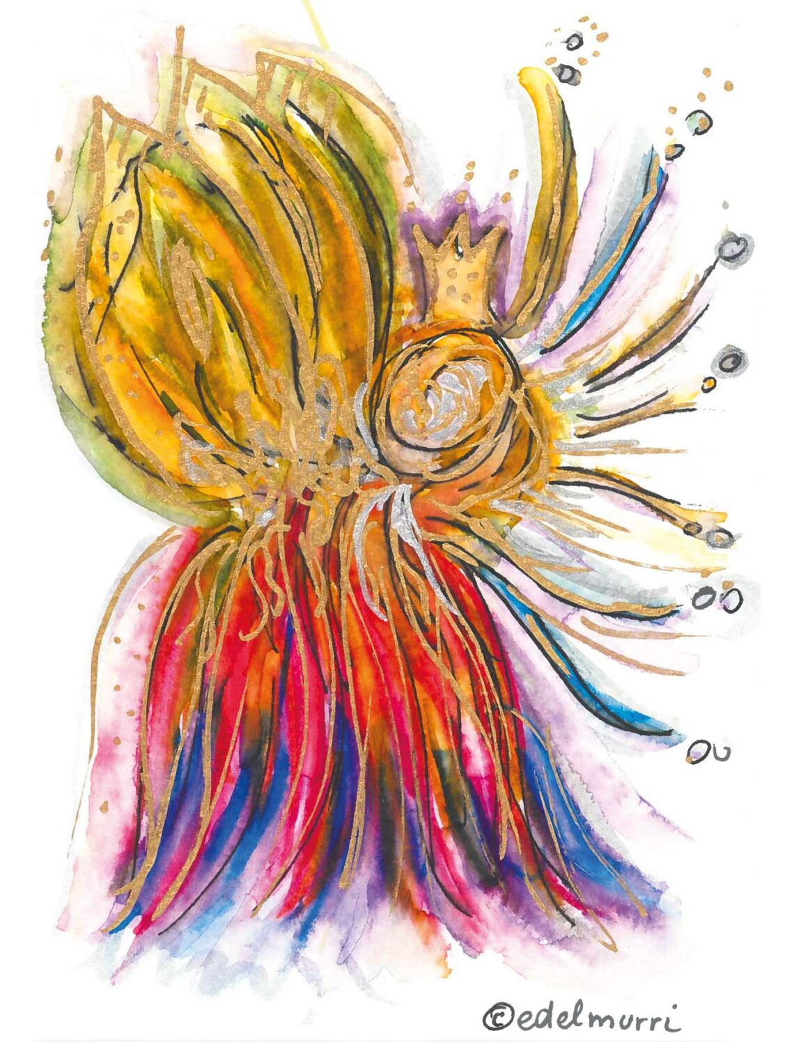 Aquarell a princess is born, von Claudia Edelmayer-Murri, Coach, Künstlerin und Autorin