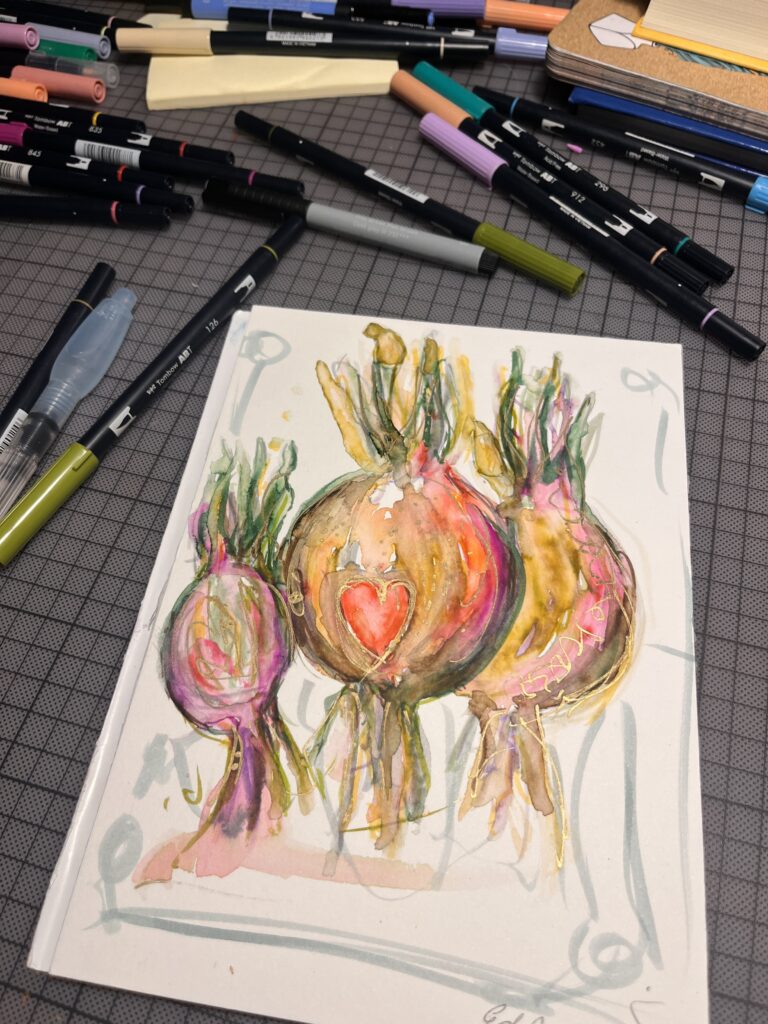 Aquarell Tulpenzwiebel von Claudia Edelmayer-Murri