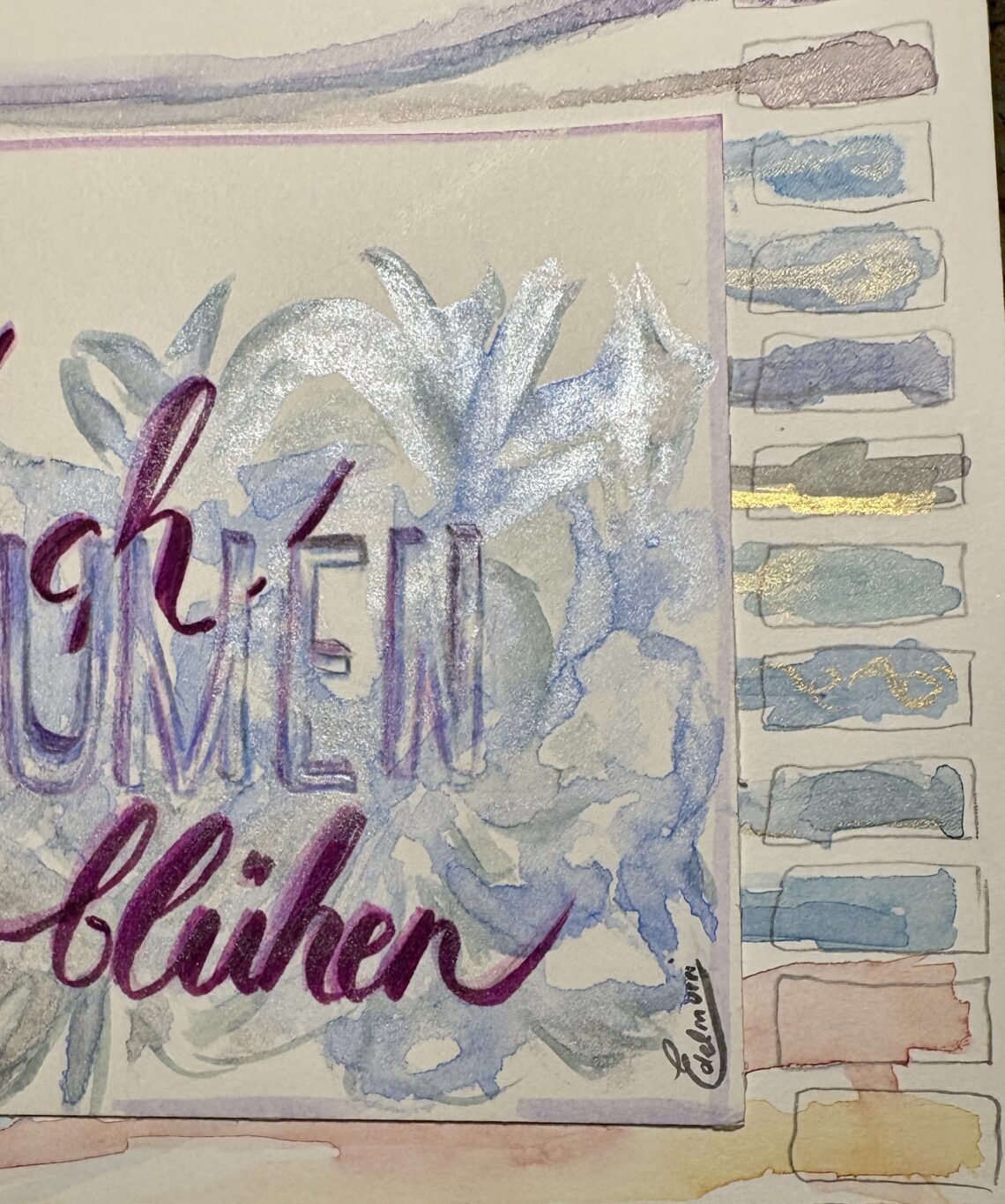 Aquarell Auch Eisblumen blühen von Claudia Edelmayer-Murri