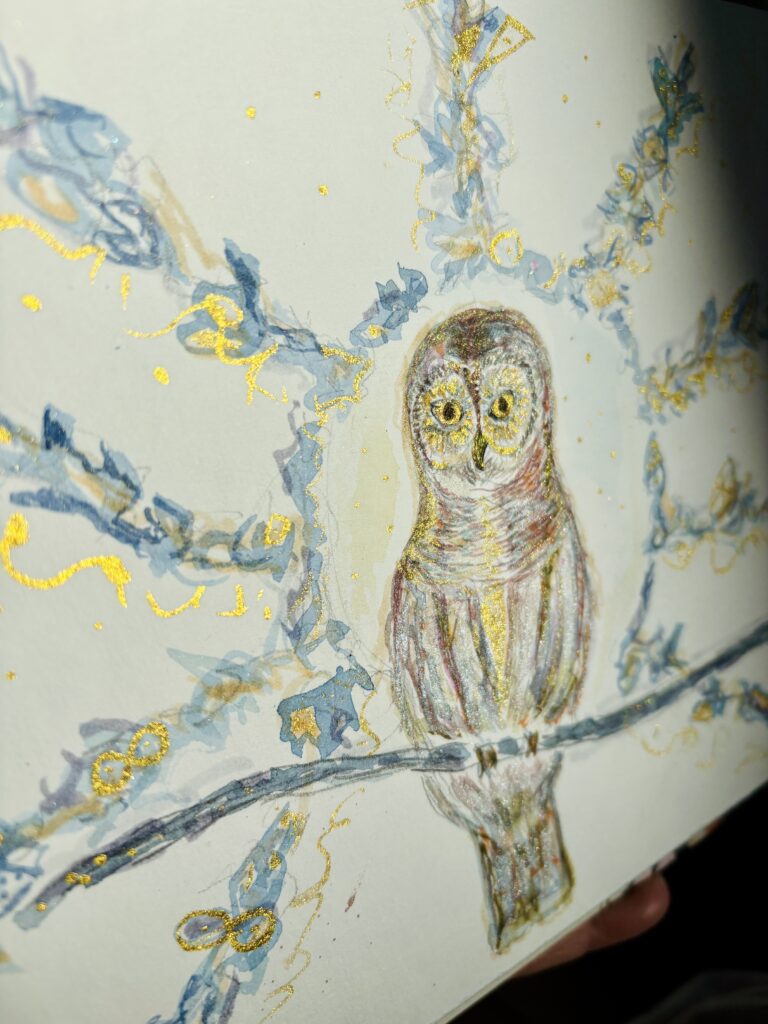 Krafttier Eule - Aquarell von Claudia Edelmayer-Murri