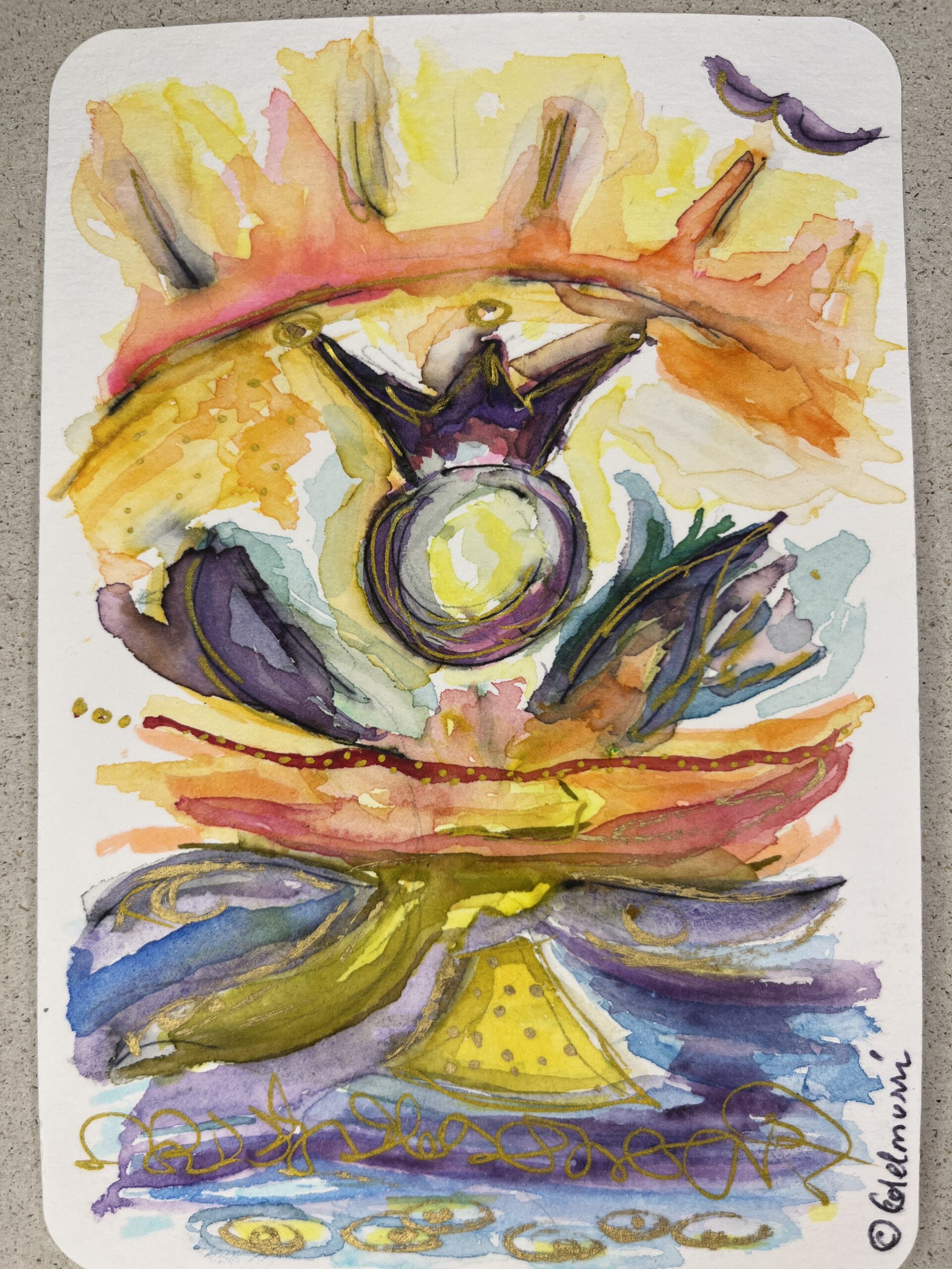 Aquarellpostkarte - mein Platz in der Welt von Claudia Edelmayer-Murri