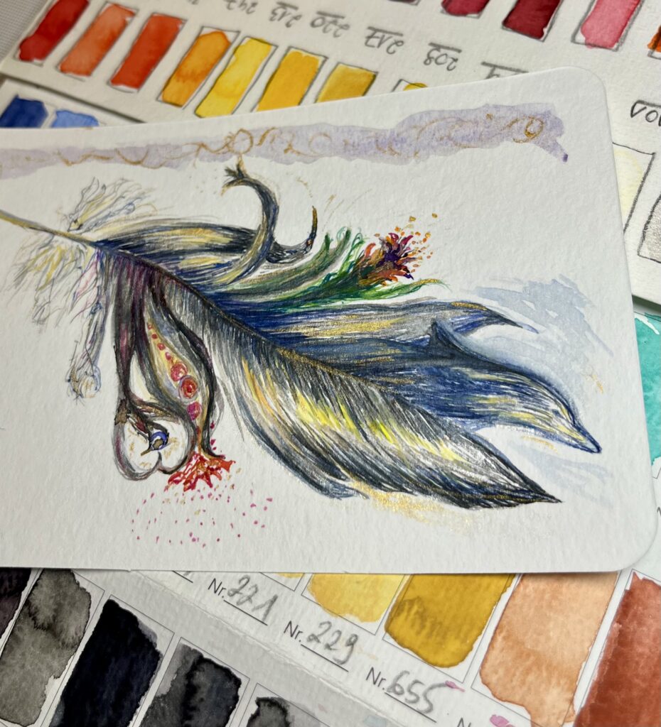 Die Fülle der Leichtigkeit - Aquarellpostkarte von Claudia Edelmayer-Murri