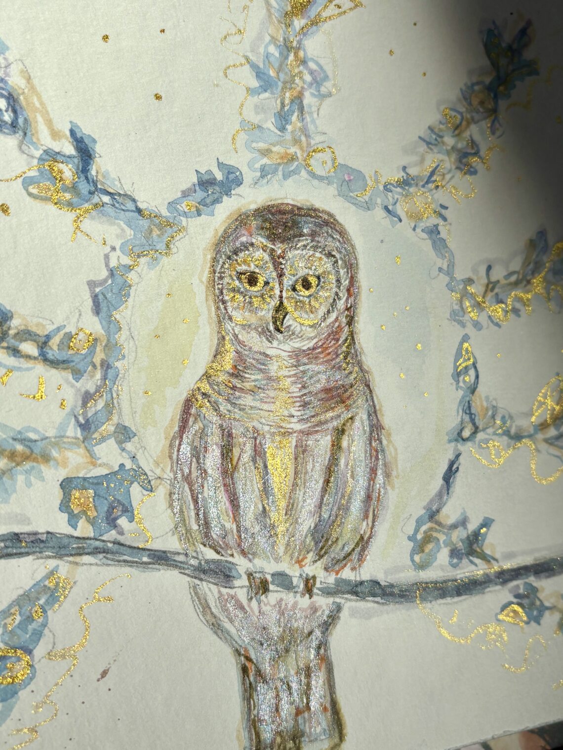 Krafttier Eule - Aquarell von Claudia Edelmayer-Murri