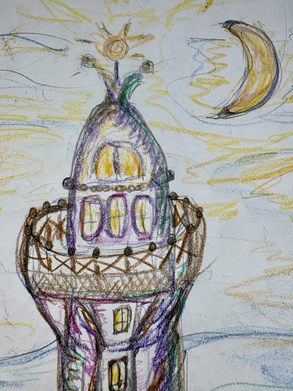 Der Leuchtturm - Hüterin des Lichts_Buntstiftzeichnung von Claudia Edelmayer-Murri